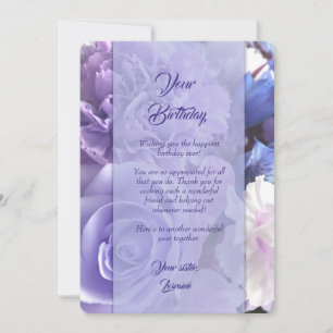 Lavendel Blue Spring Roos Verjaardag Kaart