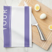 Lavendel Blue Stripes Jouw naam Keukenhanddoeken (Quarter Fold)