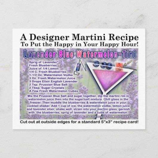 Lavendel Blue Watermelon Martini Recept Briefkaart (Voorkant)