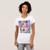 Lavendel Blues Waterverf Bloemen Glitter op Wit T-shirt (Voorkant volledig)