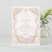 Lavendel Blush Barok Tuin Bruiloft Kaart (Staand voorkant)