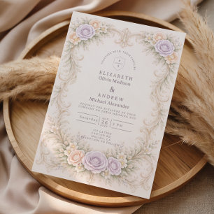 Lavendel Blush Barok Tuin Bruiloft RSVP Kaartje