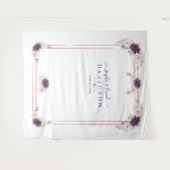Lavendel Blush Bloemen Bruiloft Goud Foto Booth Wandkleed (Voorkant (horizontaal))