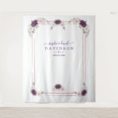 Lavendel Blush Bloemen Bruiloft Goud Foto Booth Wandkleed (Voorkant)
