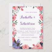 Lavendel & Blush Bloemen Bruiloft Uitnodiging (Voorkant)