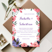 Lavendel & Blush Bloemen Bruiloft Uitnodiging
