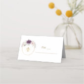 Lavendel Blush Bloemen Gouden Doop Tafelnummer   Plaatskaartje (Voorkant)