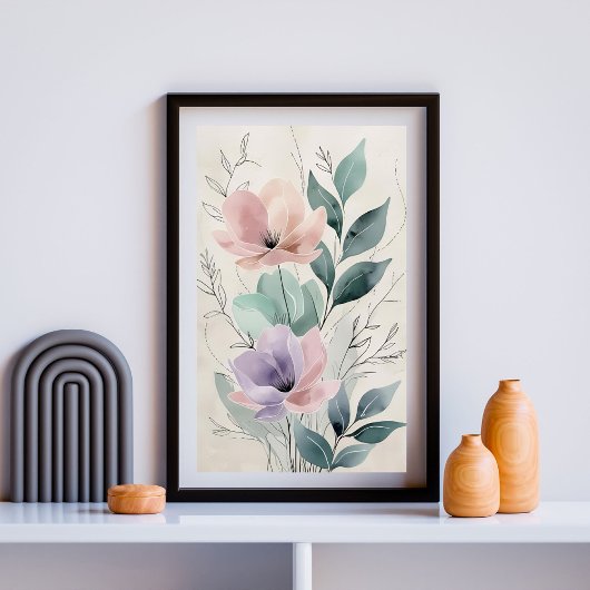 Lavendel & Blush Bloemenschildering II | Moderne B Poster