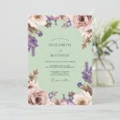 Lavendel Blush Bloemige Romantische Bruiloft Kaart (Staand voorkant)