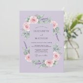 Lavendel Blush Botanische Bloem Bruiloft Kaart (Staand voorkant)