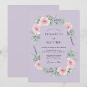 Lavendel Blush Botanische Bloem Bruiloft Kaart (Voorkant / Achterkant)