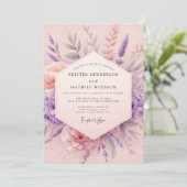 Lavendel Blush Botanische Romatische Bruiloft Kaart (Staand voorkant)