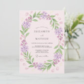 Lavendel Blush Loofwerk Eucalyptus Bruiloft Kaart (Staand voorkant)