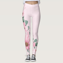 Lavendel Blush Roze Bloemen Leggings