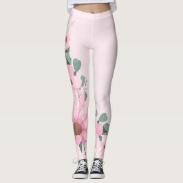 Lavendel Blush Roze Bloemen Leggings