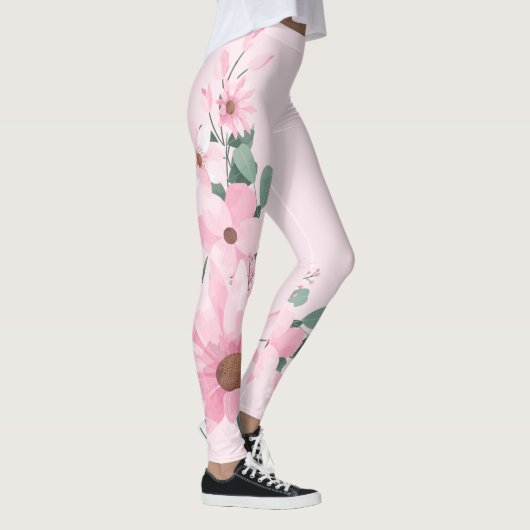 Lavendel Blush Roze Bloemen Leggings (Rechts)