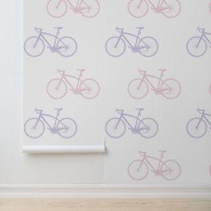Lavendel Blush Roze & Wit Schattige  Bicycle Behang