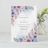 Lavendel Blush Schilderachtige Bruiloftsbloem Kaart (Staand voorkant)