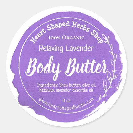  Lavendel Body Butter Label Handgemaakt (Voorkant)