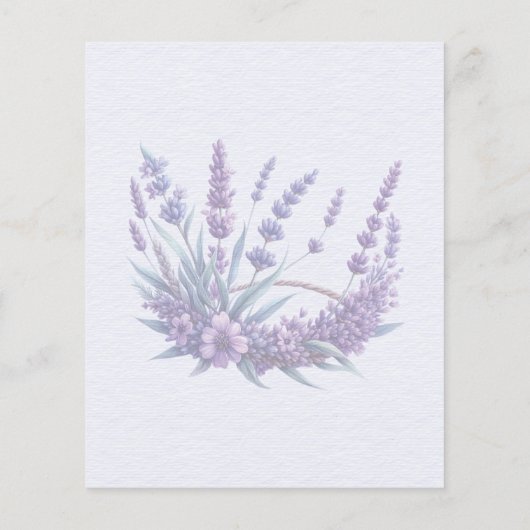 Lavendel boeket BUDGET bruiloft uitnodiging (Achterkant)