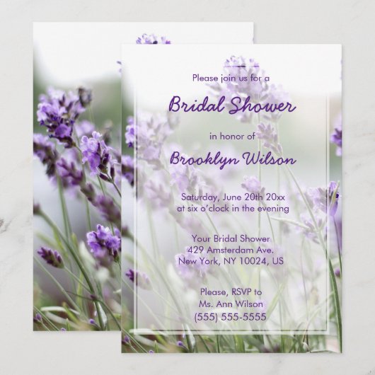 Lavendel Boheem Bruidsdouche Uitnodigingen (Voorkant / Achterkant)
