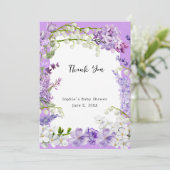 Lavendel Boho Baby in Bloom Baby shower Bedankkaart (Staand voorkant)