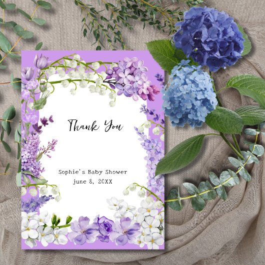Lavendel Boho Baby in Bloom Baby shower Bedankkaart