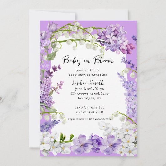 Lavendel Boho Baby in Bloom Baby shower Kaart
