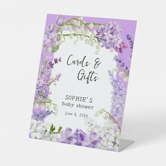 Lavendel Boho Bloemen Kaarten & Geschenken Reclamebord Met Voetstuk (Voorkant)