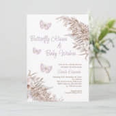 Lavendel Boho Bloemige Vlinderminnen Baby Shower Kaart (Staand voorkant)