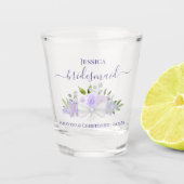 Lavendel Boho Floral Elegant Bruidsmeisje Bruiloft Shot Glas (Voorkant)