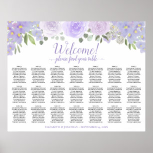 Lavendel Boho Rozen 21 Tafel Trouw Zittijd Chart Poster
