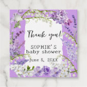 Lavendel Boho Waterverf Bloemen Baby shower Bedankjes Labels (Voorkant)