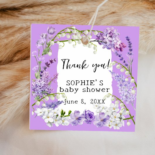 Lavendel Boho Waterverf Bloemen Baby shower Bedankjes Labels