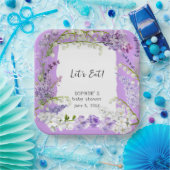 Lavendel Boho Waterverf Bloemen Baby shower Papieren Bordje (Feest)