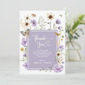 Lavendel Boho Wildflower Butterfly Baby in Bloei Bedankkaart (Staand voorkant)