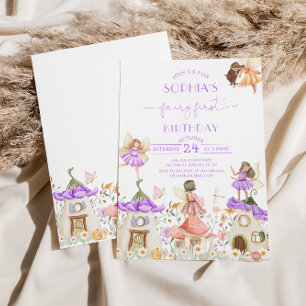 Lavendel Boho Wildflower Fairy 1e verjaardag Kaart