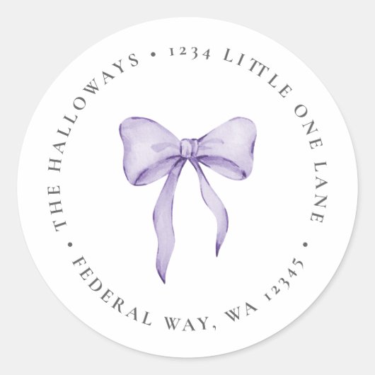 Lavendel Boog Adreslabel Baby Shower Sticker Label (Voorkant)