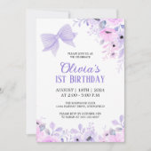 Lavendel Boog en Bloemen Waterverf 1e Verjaardag Kaart (Voorkant)