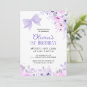 Lavendel Boog en Bloemen Waterverf 1e Verjaardag Kaart (Staand voorkant)