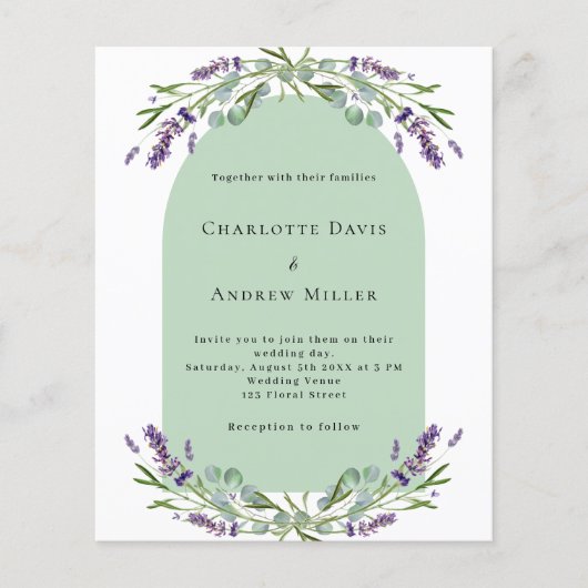 Lavendel boog foto sage budget bruiloft (Voorkant)