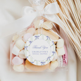 Lavendel Boog Strepen Preppy Bruidsfeest Ronde Sticker