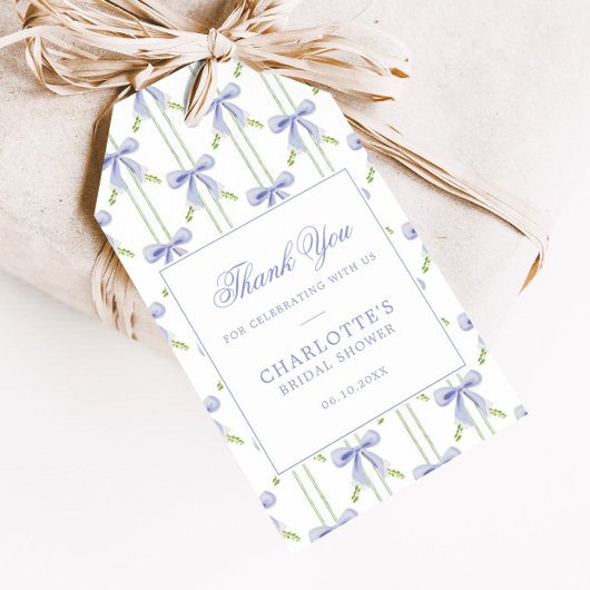 Lavendel Boog Strepen Preppy Bruidsfeestje Cadeaulabel