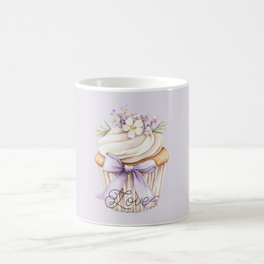 Lavendel Boog Wilde Bloem Liefde Cupcake Koffiemok (Center)