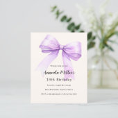 Lavendel boogcrème elegante verjaardagsuitnodiging (Staand voorkant)