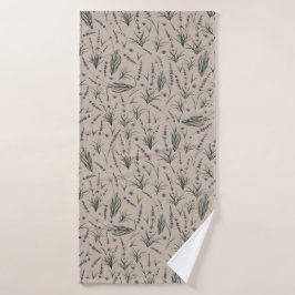 Lavendel botanisch patroon badhanddoek