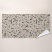 Lavendel botanisch patroon badhanddoek (Badhanddoek)