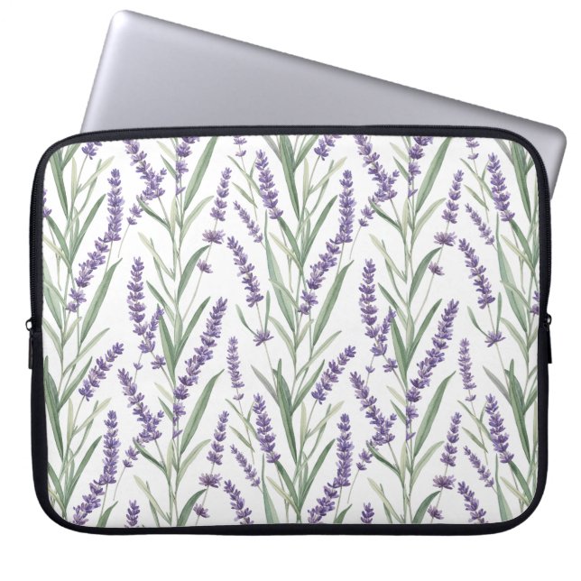 Lavendel botanisch patroon laptop sleeve (Voorkant)
