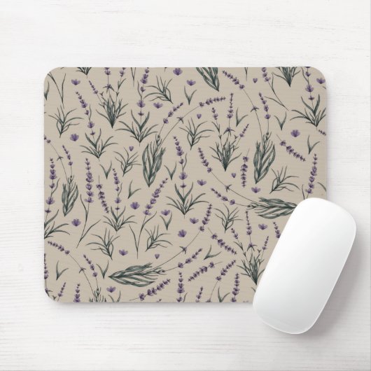 Lavendel Botanisch Patroon Muismat (Met muis)