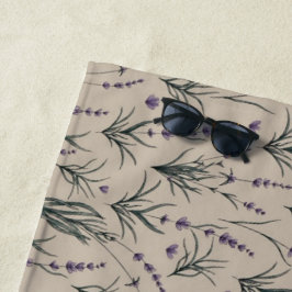Lavendel Botanisch Patroon Strandhanddoek Strandlaken